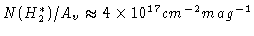 $N(H_2^*)/A_v \approx 4 \times 10^{17} cm^{-2} mag^{-1}$
