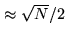 $ \approx \sqrt{N}/2$