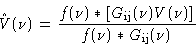 \begin{displaymath}\hat{V}(\nu) = \frac{f(\nu)\ast [G_{\rm ij}(\nu)V(\nu)]}{f(\nu)
\ast G_{\rm ij}(\nu)}
\end{displaymath}